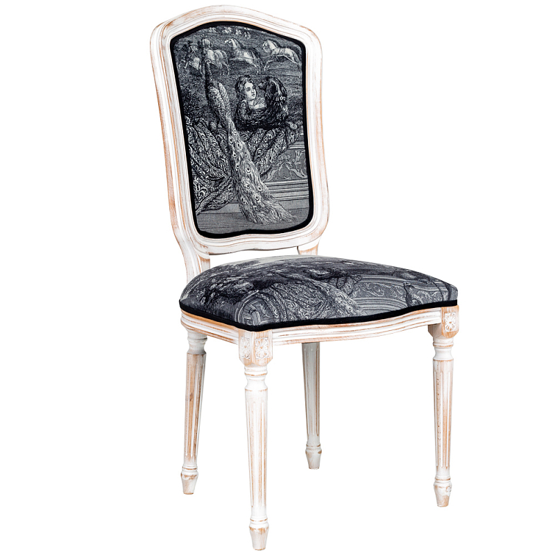 Стул Versailles Stool Черно-белый Белый винтажная патина Стул Versailles Stool Черно-белый Белый винтажная патина в Костроме | Loft Concept