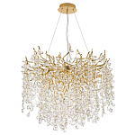 Люстра с хрустальными подвесками на металлических ветках Fairytree Light Gold Chandelier 14 варинант исполнения - 2 | Loft Concept в Костроме