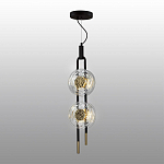 Подвесной светильник с 2-мя прозрачными стеклянными плафонами и золотистыми центральными вставками Virelia  варинант исполнения - 4 | Loft Concept в Костроме