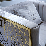 Кресло велюровое серое с фактурным каркасом золотистого цвета Best Traits варинант исполнения - 3 | Loft Concept в Костроме