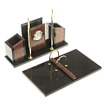 Настольный письменный набор из лемезита и змеевика с часами Royal Accessory варинант исполнения - 2 | Loft Concept в Костроме