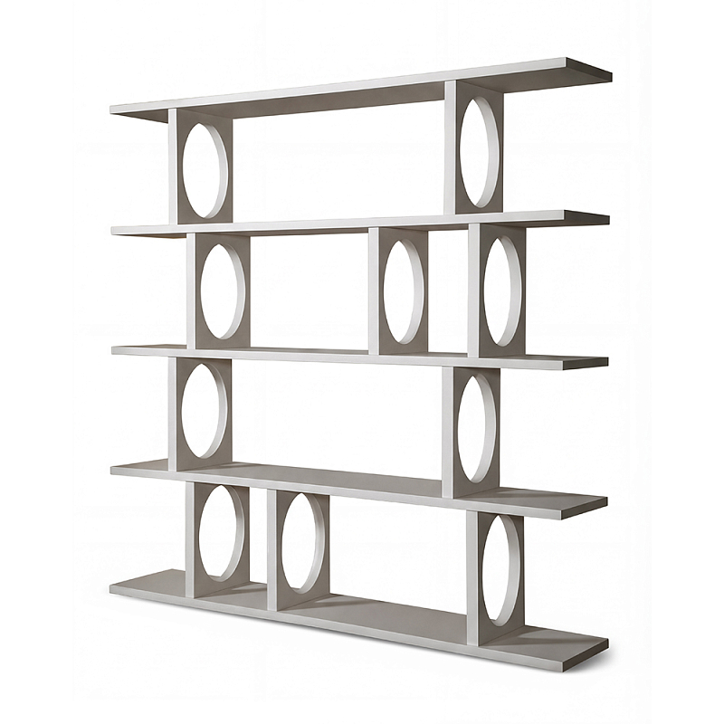 Белый дизайнерский Стеллаж Ring White Wood Bookcase Белый в Костроме | Loft Concept 