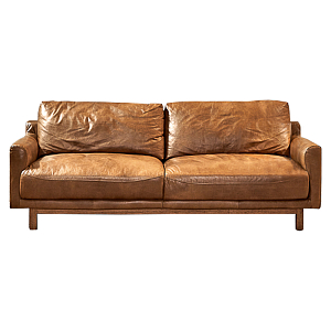 Диван Caramel Leather & Wood Triple Sofa