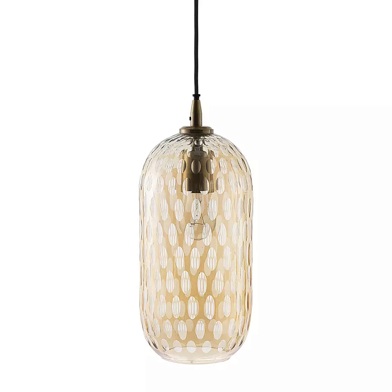 Подвесной светильник с плафоном из затемненного стекла с рельефным узором Glass lampshade with Relief Pattern Янтарный Подвесной светильник с плафоном из затемненного стекла с рельефным узором Glass lampshade with Relief Pattern Янтарный в Костроме | Loft Concept