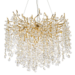 Люстра с хрустальными подвесками на металлических ветках Fairytree Light Gold Chandelier 14 варинант исполнения - 1 | Loft Concept в Костроме