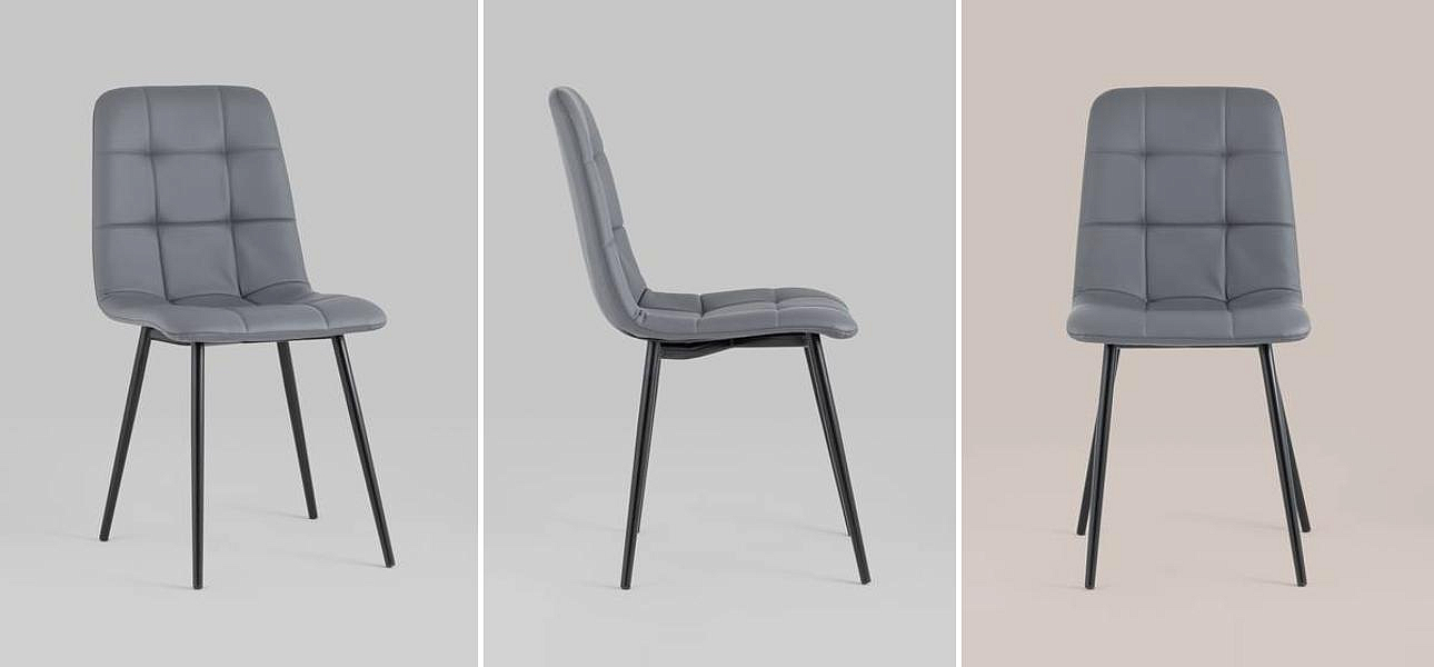 Стул NANCY S Chair Серая Экокожа Стул NANCY S Chair Серая Экокожа - Loft-Concept в Костроме