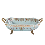 Блюдо прямоугольное из голубого фарфора с ручками и рисунком птиц и цветов Blue Garden варинант исполнения - 1 | Loft Concept в Костроме