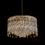 Люстра круглая с хрустальными подвесками на золотистом каркасе Roul Crystal Light варинант исполнения - 4 | Loft Concept в Костроме