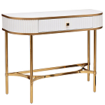 Консоль с ящиком белая с золотом Textured White Console with Gold варинант исполнения - 1 | Loft Concept в Костроме