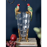 Ваза из прозрачного стекла с бронзовыми ножками и фигурками попугаев Eden Garden porcelain and bronze варинант исполнения - 1 | Loft Concept в Костроме