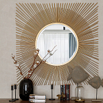 Зеркало-солнце круглое с золотыми лучам Sunrise варинант исполнения - 2 | Loft Concept в Костроме