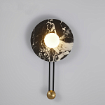 Бра круглое с каменным основанием и плафоном из стекла в форме шара Shaw Marble Lighting варинант исполнения - 2 | Loft Concept в Костроме