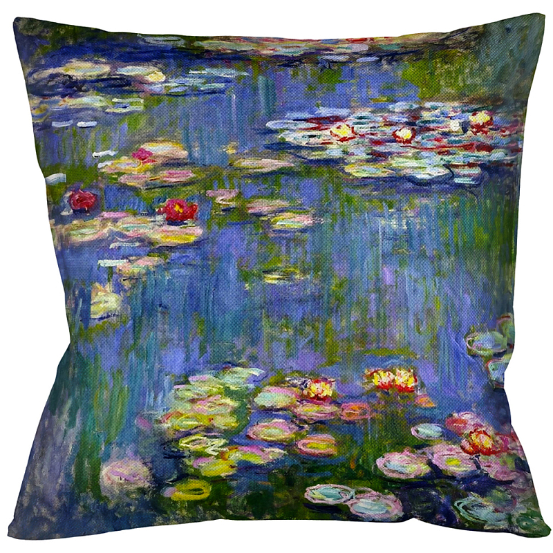 Подушка декоративная Лилии Impressionism in Art Мульти Бежевый Подушка декоративная Лилии Impressionism in Art Мульти Бежевый в Костроме | Loft Concept