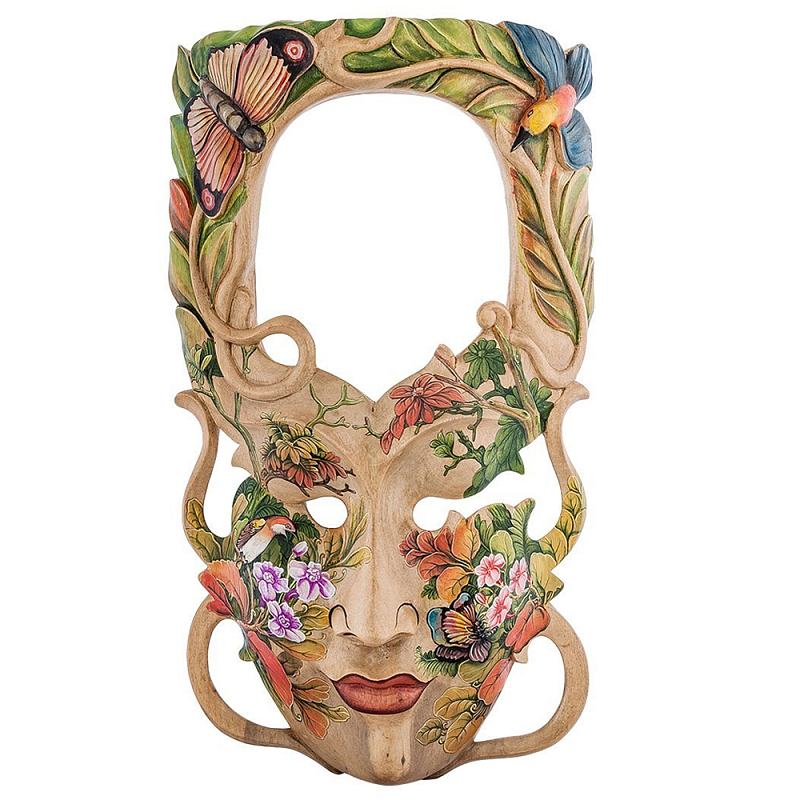 Маска деревянная резная расписная Tropical Mask Мульти в Костроме | Loft Concept 