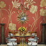 Обои с вышивкой ручной работы Deco Flowers Original colourway on wool sateen варинант исполнения - 1 | Loft Concept в Костроме