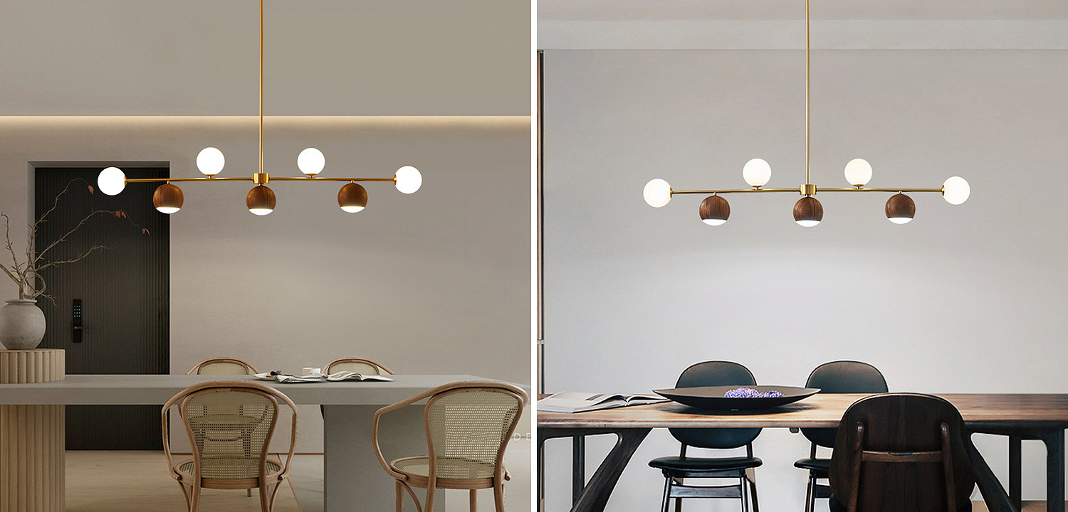 Линейная люстра Theo Metal Wooden Linear Chandelier Линейная люстра Theo Metal Wooden Linear Chandelier - Loft-Concept в Костроме