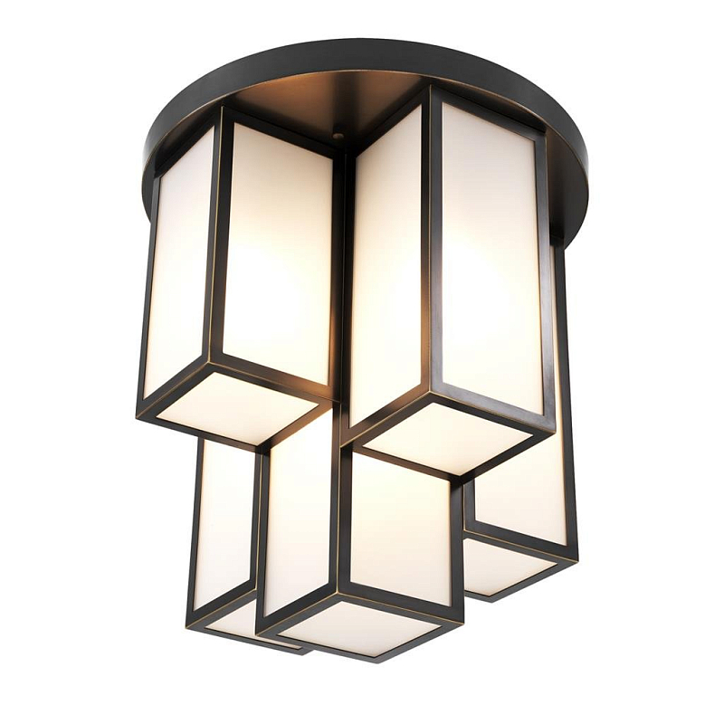 Потолочный светильник Eichholtz Ceiling Lamp Axel Bronze Темная бронза Белый Потолочный светильник Eichholtz Ceiling Lamp Axel Bronze Темная бронза Белый в Костроме | Loft Concept