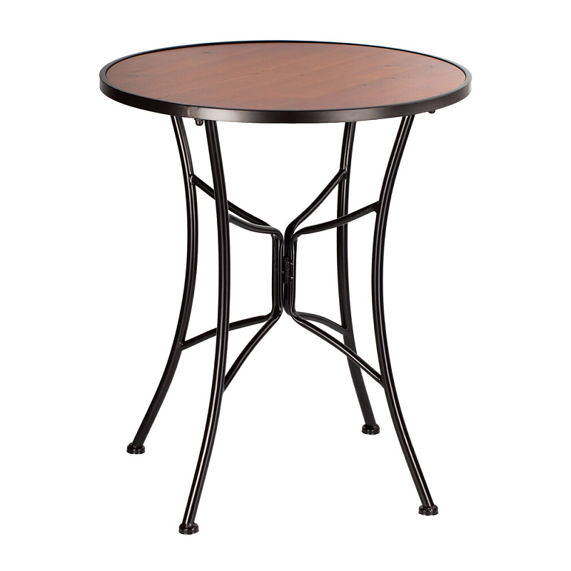 Столик приставной с круглой столешницей на металлическом черном основании Scenical Table Черный Коричневый в Костроме | Loft Concept 