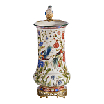 Ваза фарфоровая с птицей на бронзовой ветке и цветочной росписью Garden of Eden варинант исполнения - 4 | Loft Concept в Костроме