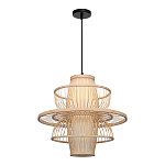 Подвесной светильник фигурный из деревянных прутьев с плафоном из натуральной ткани Light Inside the Cell варинант исполнения - 4 | Loft Concept в Костроме