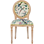 Стул из массива бука бежевый с изображением птиц и цветов Beige Green Chinoiserie Rose Garden Chair варинант исполнения - 1 | Loft Concept в Костроме