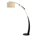 Торшер с изогнутой черной металлической ножкой и цилиндрическим абажуром из ткани Arched Metal Base  варинант исполнения - 1 | Loft Concept в Костроме