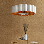 Люстра круглая фактурная в сочетании белого и золотого цвета Wide Stripes of Ribbon варинант исполнения - 5 | Loft Concept в Костроме