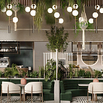 Люстра на штанге с 4-мя белыми шарообразными плафонами Bubble Chandelier варинант исполнения - 4 | Loft Concept в Костроме