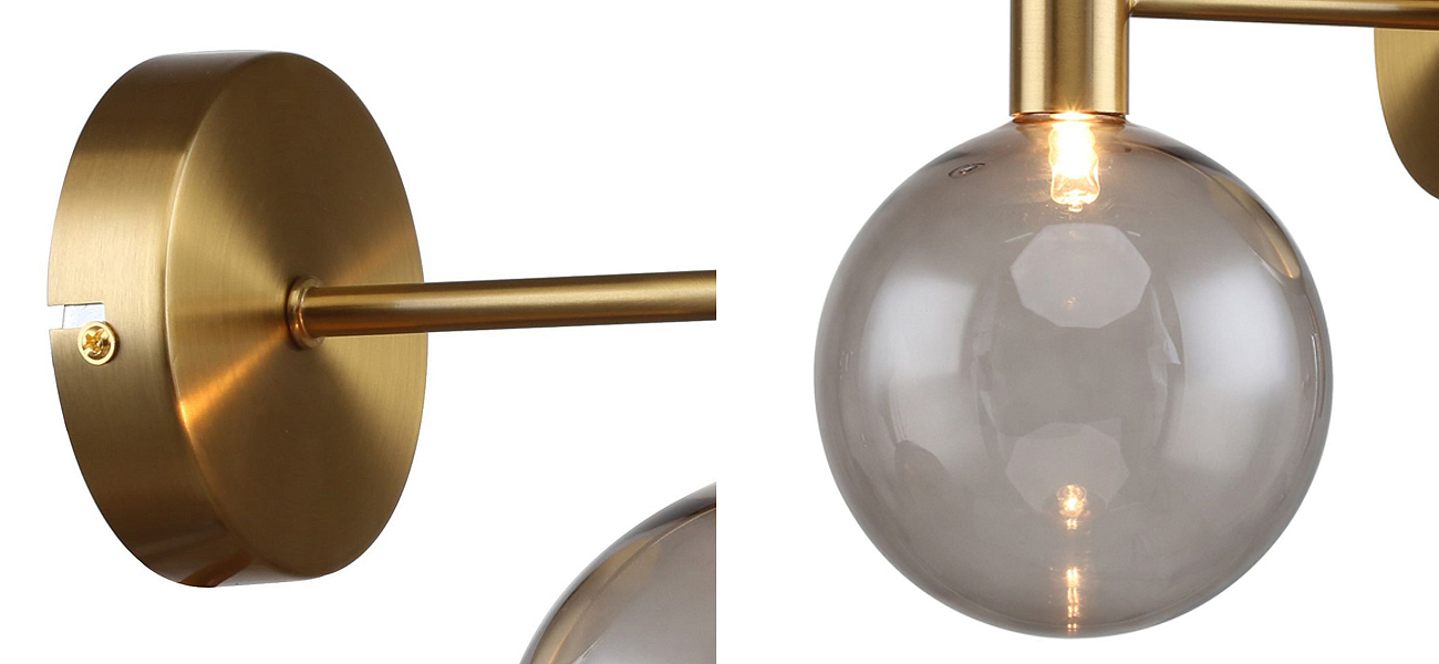Бра с выдувным плафоном коньячного цвета Carmella Globe Brass Бра с выдувным плафоном коньячного цвета Carmella Globe Brass - Loft-Concept в Костроме