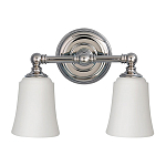 Бра для ванных комнат с 2-мя белыми плафонами в форме колокола на круглом основании цвета хром Feiss варинант исполнения - 1 | Loft Concept в Костроме