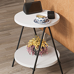 Стол приставной с 2-мя круглыми белыми столешницами ESSEL SIDE TABLE WHITE варинант исполнения - 9 | Loft Concept в Костроме