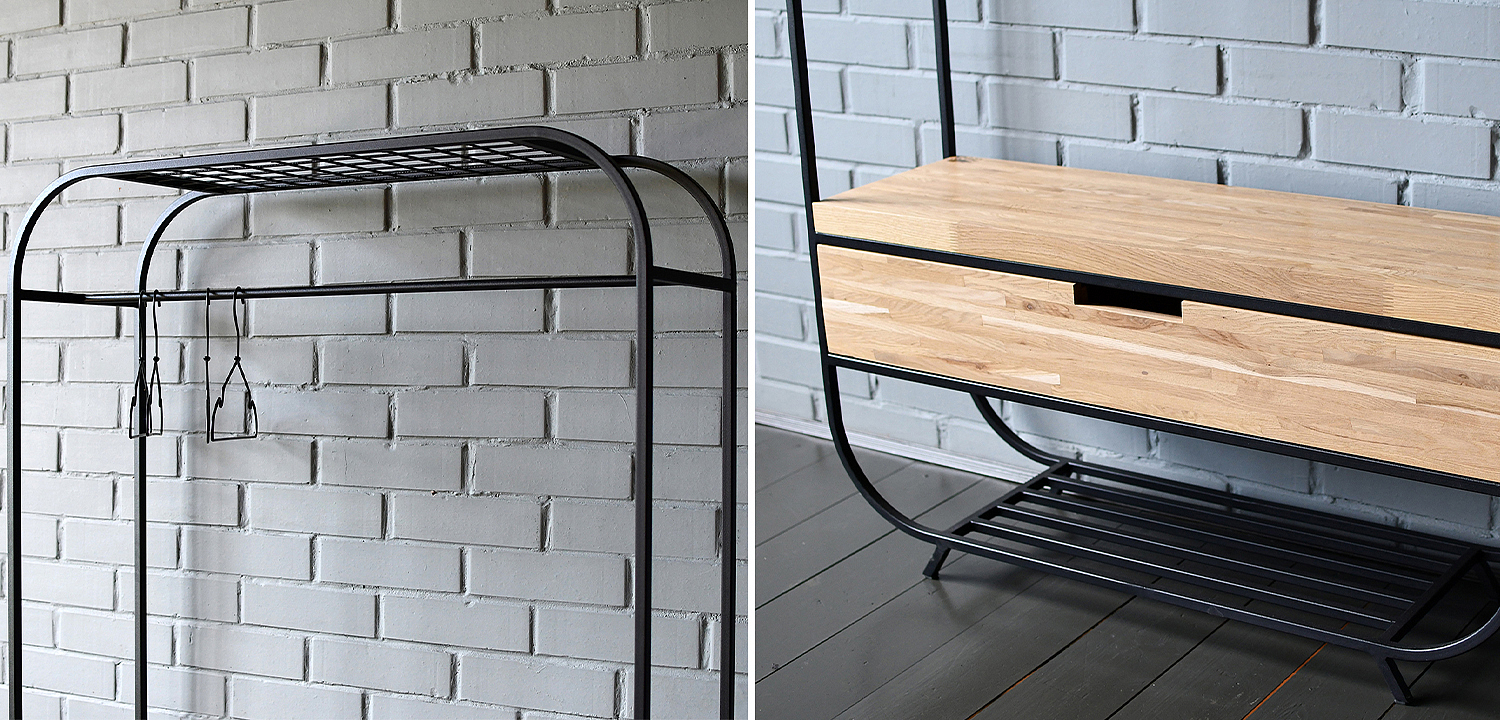 Рейл с выдвижным ящиком Ewing Industrial Metal Rust Clothes Rail Рейл с выдвижным ящиком Ewing Industrial Metal Rust Clothes Rail - Loft-Concept в Костроме
