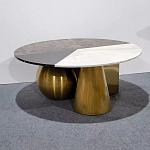 Дизайнерский журнальный стол с круглой столешницей на 3-х геометрических ножках Lehumod варинант исполнения - 1 | Loft Concept в Костроме
