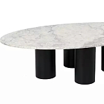 Кофейный столик овальный с мраморной столешницей на 4-х массивных ножках Demonstration of Taste варинант исполнения - 1 | Loft Concept в Костроме