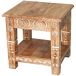 Кофейный стол из массива манго с резьбой Vallez Grey Mango Coffee Table варинант исполнения - 1 | Loft Concept в Костроме