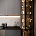 Серый кухонный гарнитур с фасадом под светлый дуб Ferrand Kitchen Set варинант исполнения - 4 | Loft Concept в Костроме