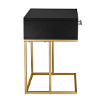 Приставной столик с резным узором на выдвижном ящике Black Table Carved Pattern варинант исполнения - 5 | Loft Concept в Костроме