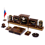 Настольный письменный набор с часами из природного камня обсидиана Royal Set варинант исполнения - 2 | Loft Concept в Костроме