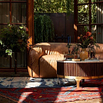 Трехместный диван с кожаной обивкой коричневый Coste Leather Sofa варинант исполнения - 8 | Loft Concept в Костроме