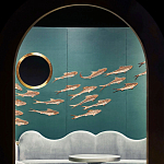 Обои с вышивкой ручной работы Deco Fish Original colourway варинант исполнения - 2 | Loft Concept в Костроме