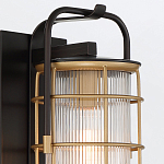 Настенный фонарь цилиндрической формы с рифленым стеклом в золотом каркасе на черном прямоугольном основании Eurofase варинант исполнения - 16 | Loft Concept в Костроме