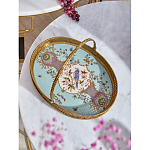 Блюдо овальное с ручкой и голубым фарфоровым дном с цветочным рисунком Blue Garden варинант исполнения - 2 | Loft Concept в Костроме