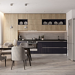 Прямая кухня с фасадом под дерево Maurice Kitchen Set варинант исполнения - 1 | Loft Concept в Костроме