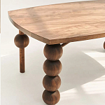 Обеденный стол деревянный с круглыми декоративными элементами на ножках Koko варинант исполнения - 4 | Loft Concept в Костроме