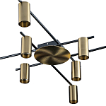 Потолочный светильник с 10-ю цилиндрическими плафонами цвета латунь TRIBES CHANDELIER варинант исполнения - 2 | Loft Concept в Костроме