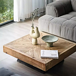 Дизайнерский журнальный стол квадратный с черным трапециевидным основанием Wokab варинант исполнения - 2 | Loft Concept в Костроме