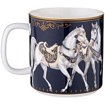 Кружка из фарфора синяя с изображением лошадей 400 мл Porcelain Horse Set варинант исполнения - 1 | Loft Concept в Костроме