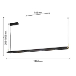 Подвесной светильник линейный вытянутой формы с черным матовым корпусом и золотистыми акцентами Line Pendant варинант исполнения - 1 | Loft Concept в Костроме