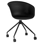 Офисное кресло из пластика с мягким сиденьем Eggshell Black варинант исполнения - 1 | Loft Concept в Костроме