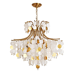 Люстра подвесная с белыми и золотыми круглыми подвесками Диаметр 70 см SHELL Chandelier варинант исполнения - 1 | Loft Concept в Костроме